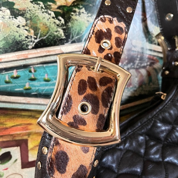 Carlos Falchi Designer Hobo Quilted Brown Handbag - Picture 7 of 16